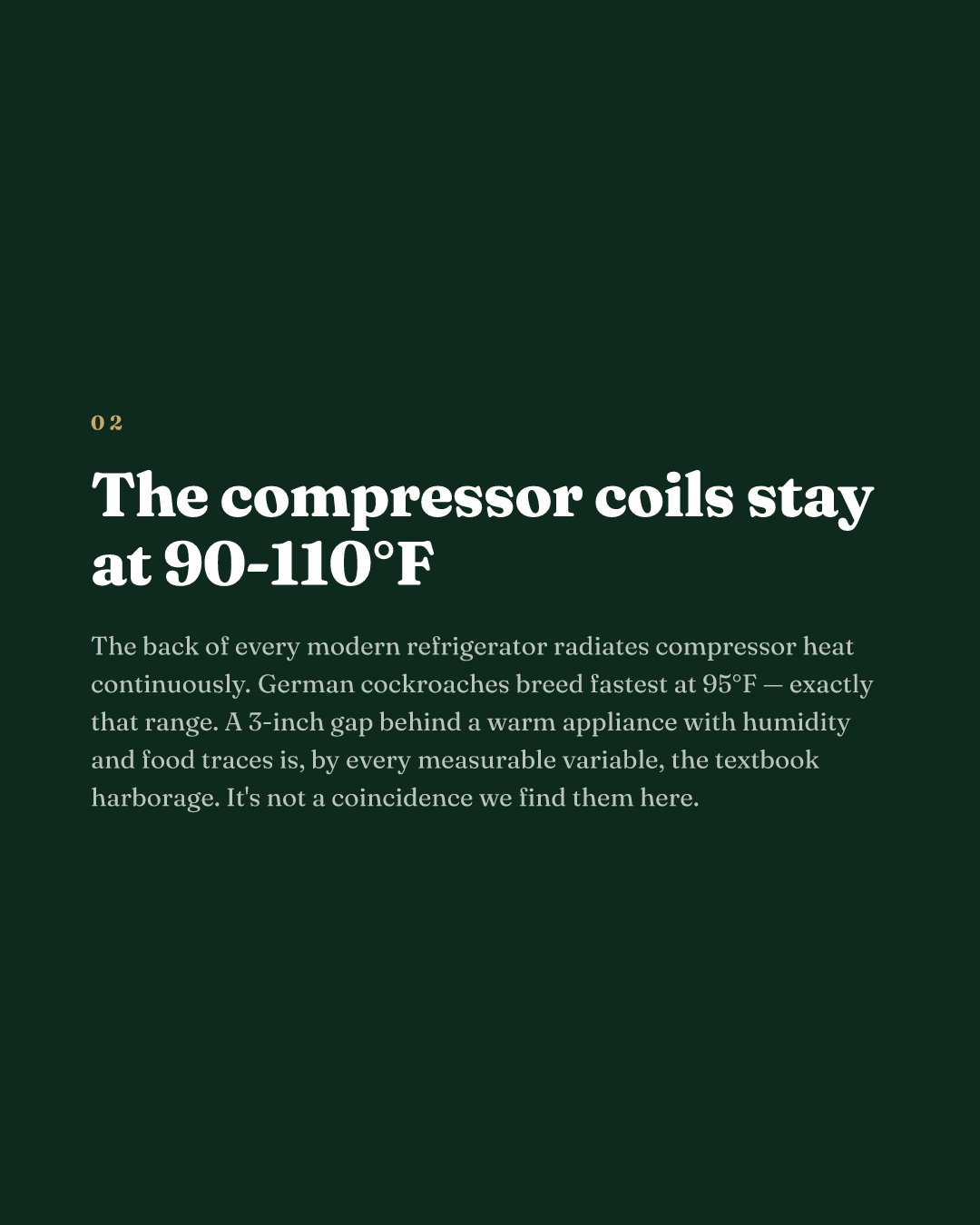 The compressor coils stay at 90-110°F