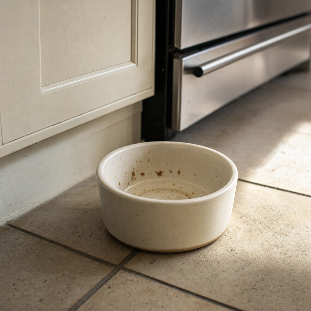 Pet bowl on tile