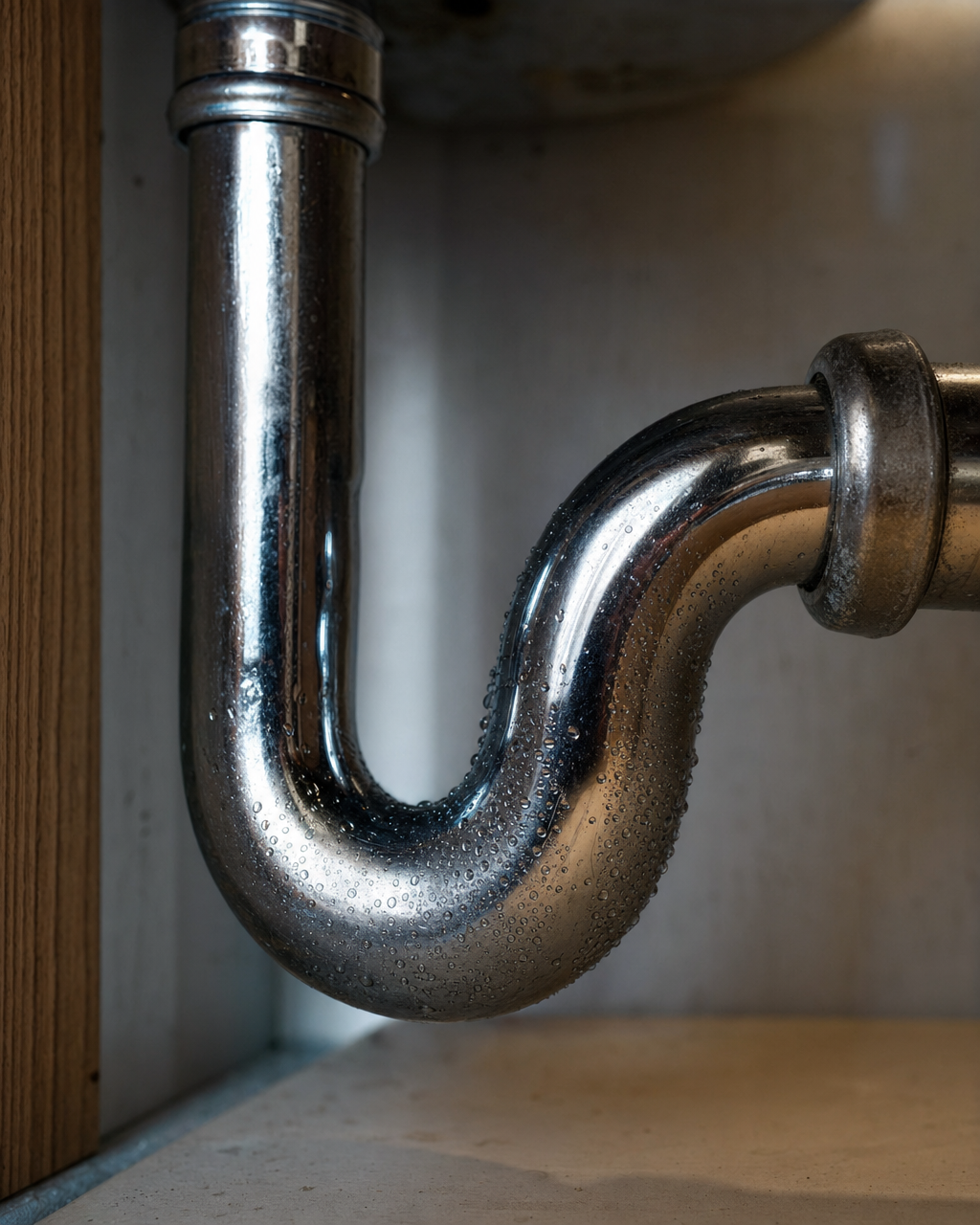 Under-sink P-trap detail