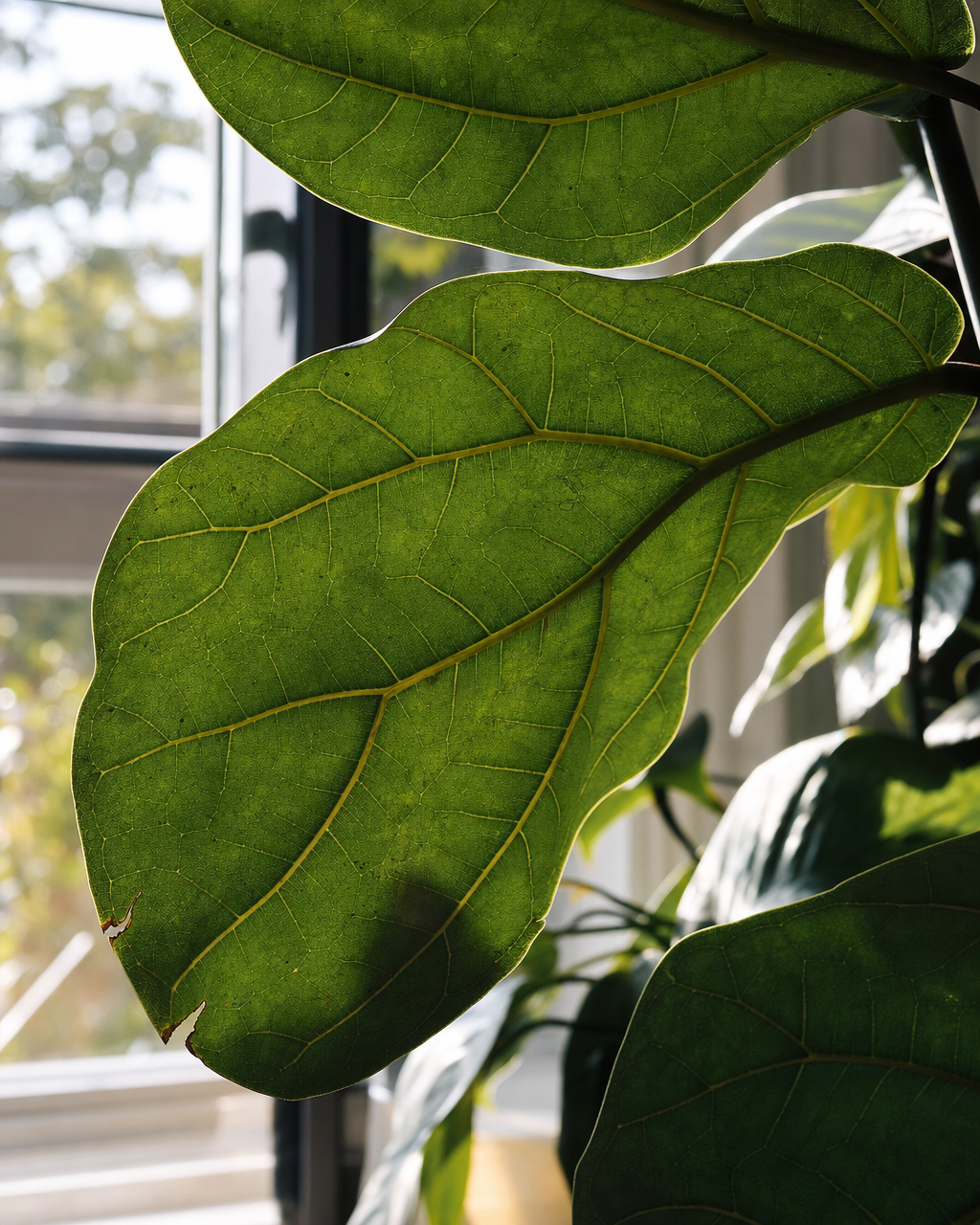Houseplant leaves close-up