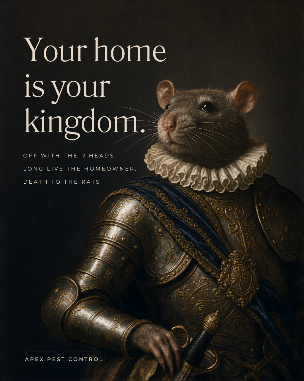 A rat in armor is still a rat. Your home is your kingdom, and the only crown that belongs in it is yours. When the scout
